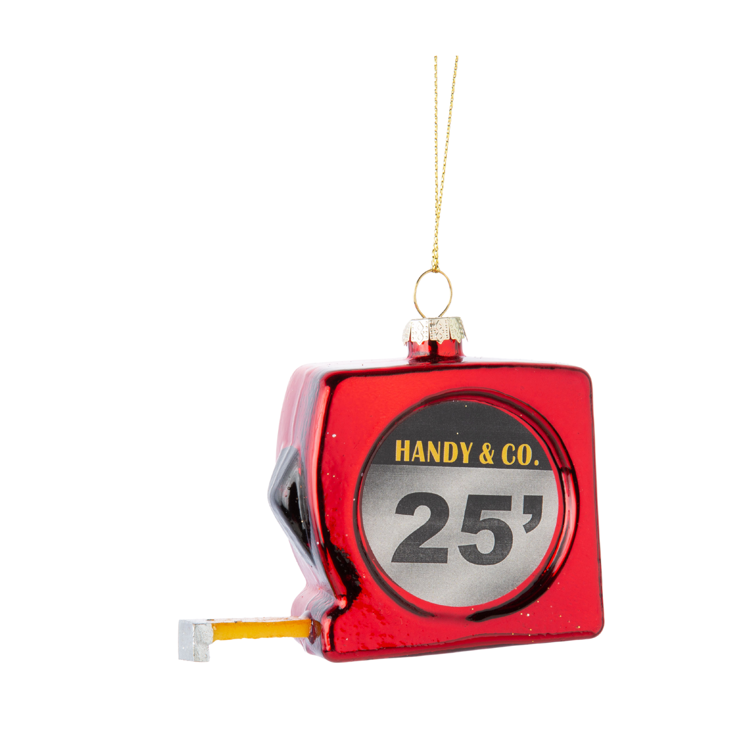 Blown glass tape measure ornament, shiny red, 3.5 in  12      
