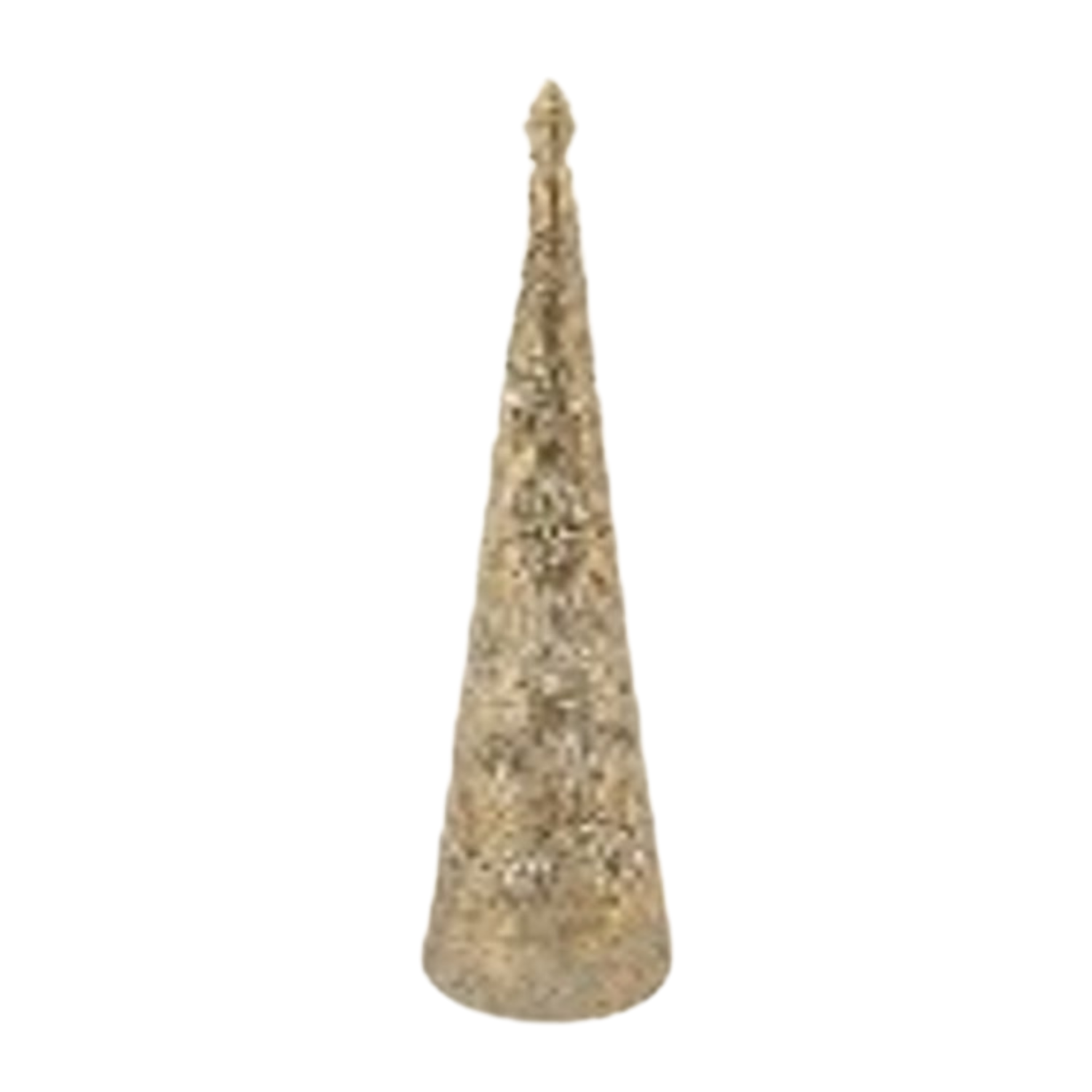 Medallion filigree metal cone tree with cast pineapple finial, antique gold, 19 in  2            