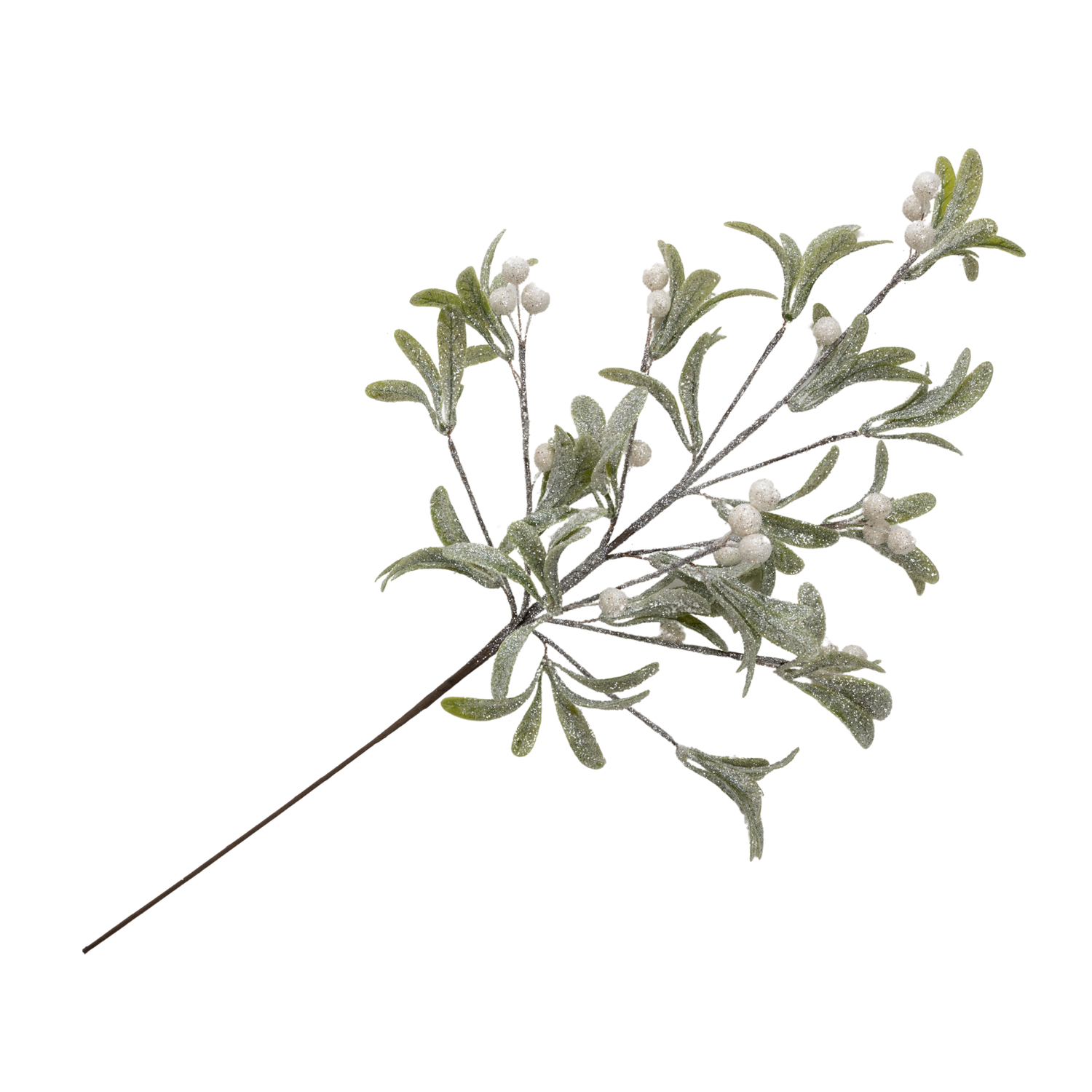 Faux glittered mistletoe pick, 16 in  12            