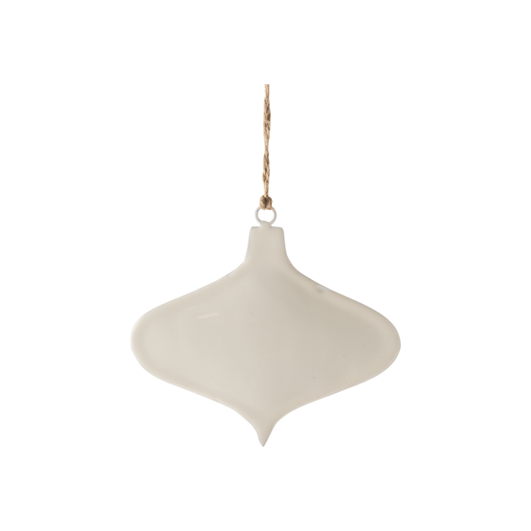 White enamel stylized kismet ornament, 3 in  12            