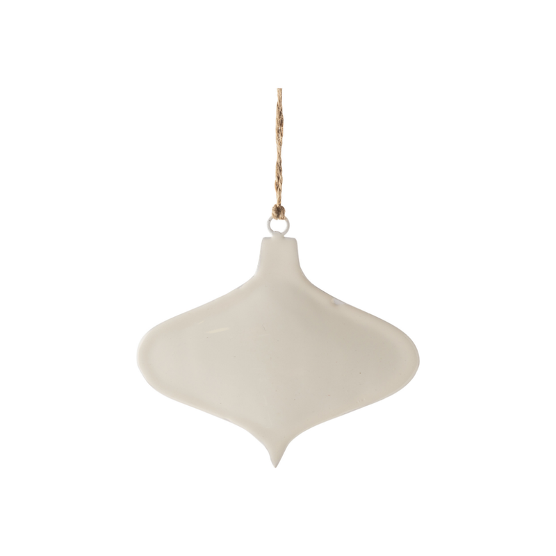 White enamel stylized kismet ornament, 3 in  12            