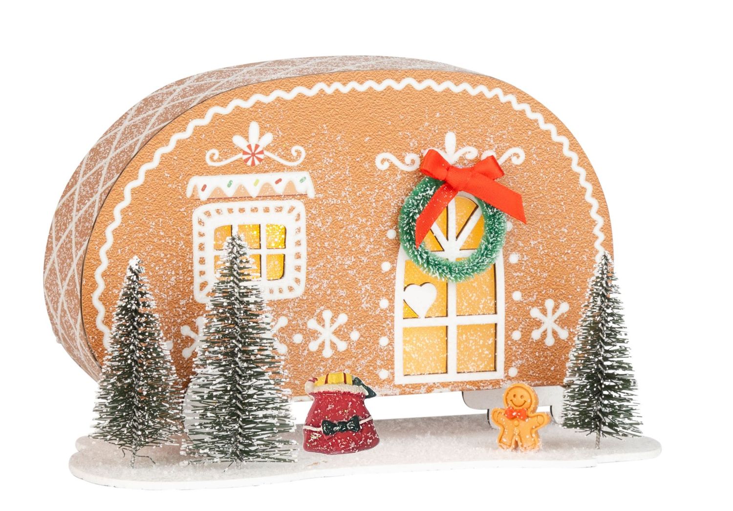 Paper gingerbread caravan table piece, LED lights, 5.5 in  4            
