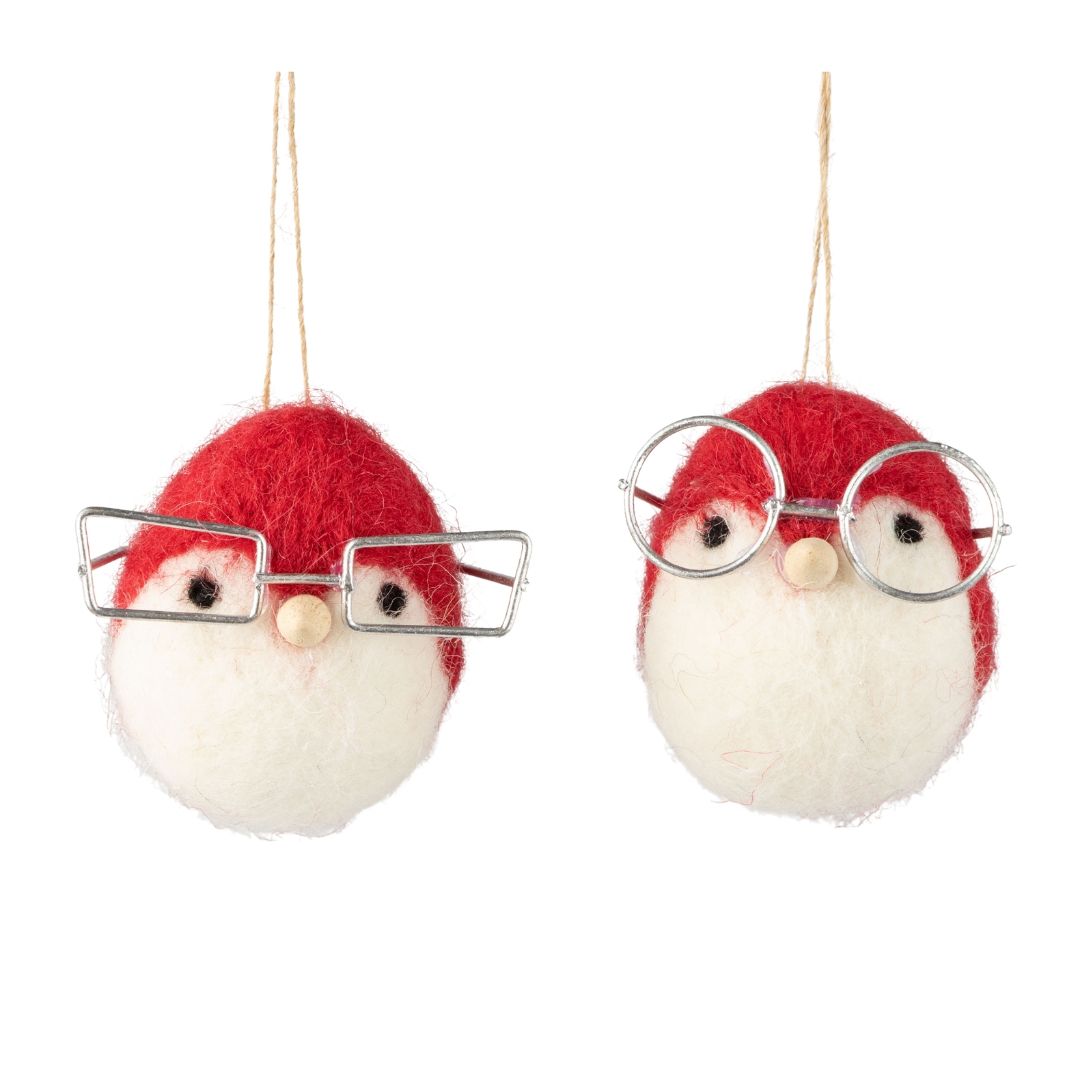 2 Asst&#39;d felt robin with glasses ornament, 3 in  18      