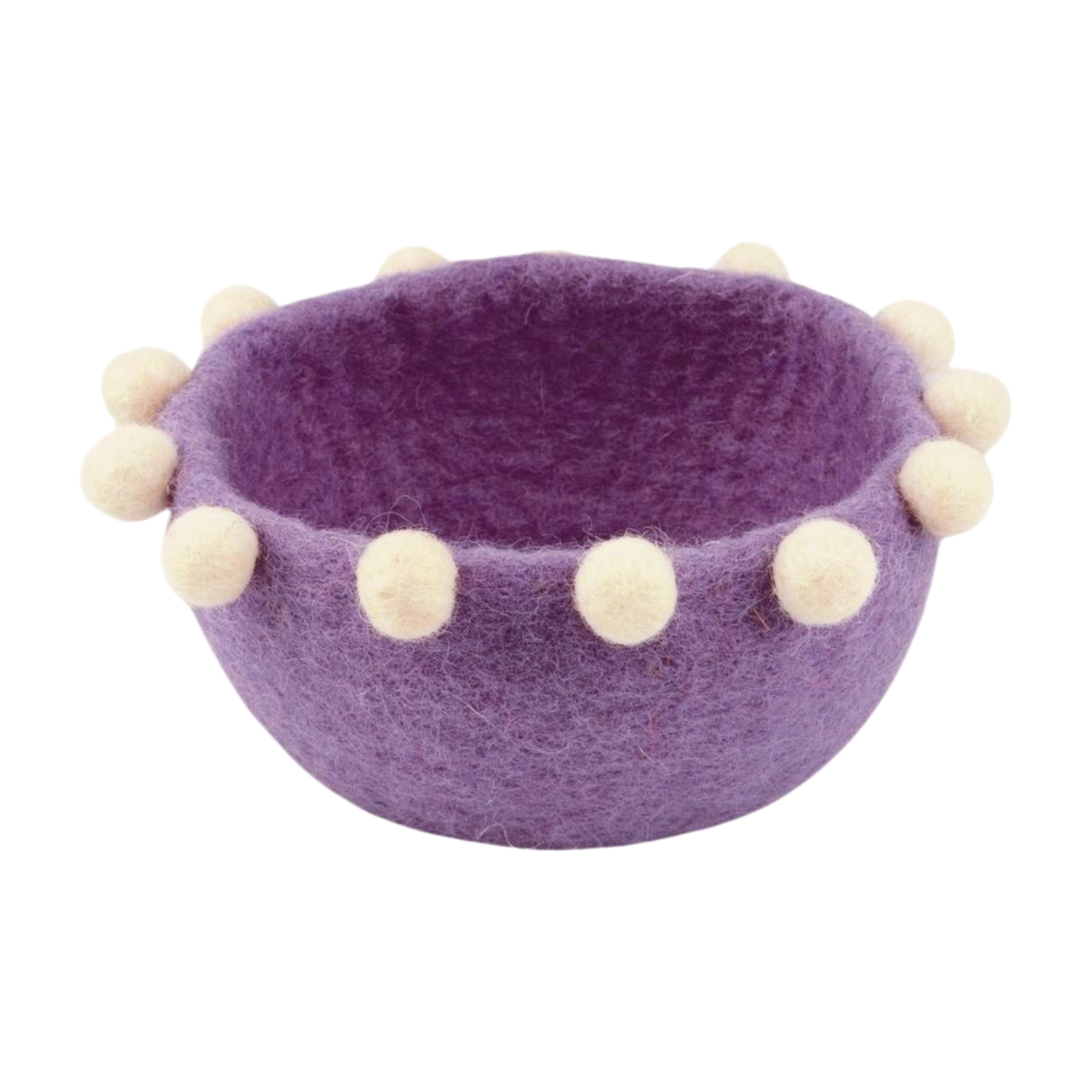 Felt basket with natural felt ball rim, lavender, 5 in  6       
