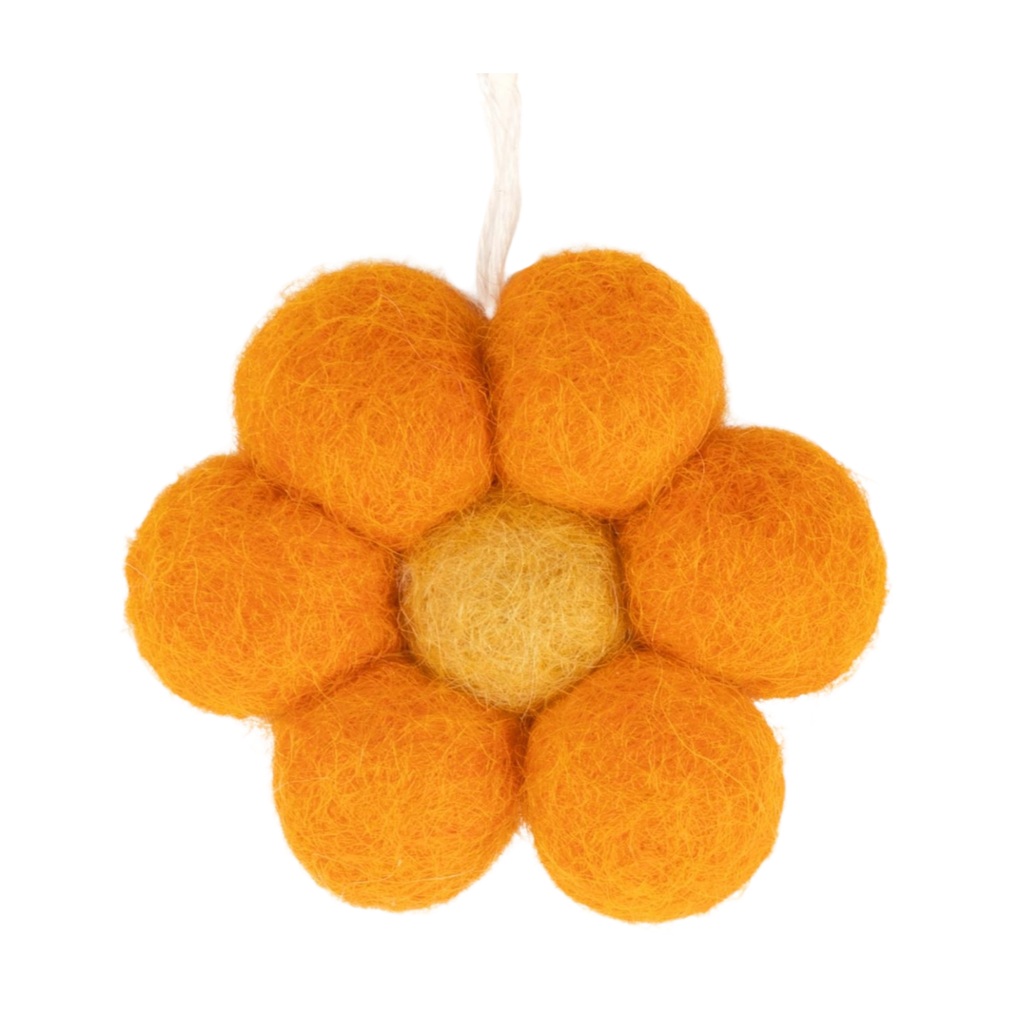 Felt mini daisy ornament, orange with yellow center, 2 in  12