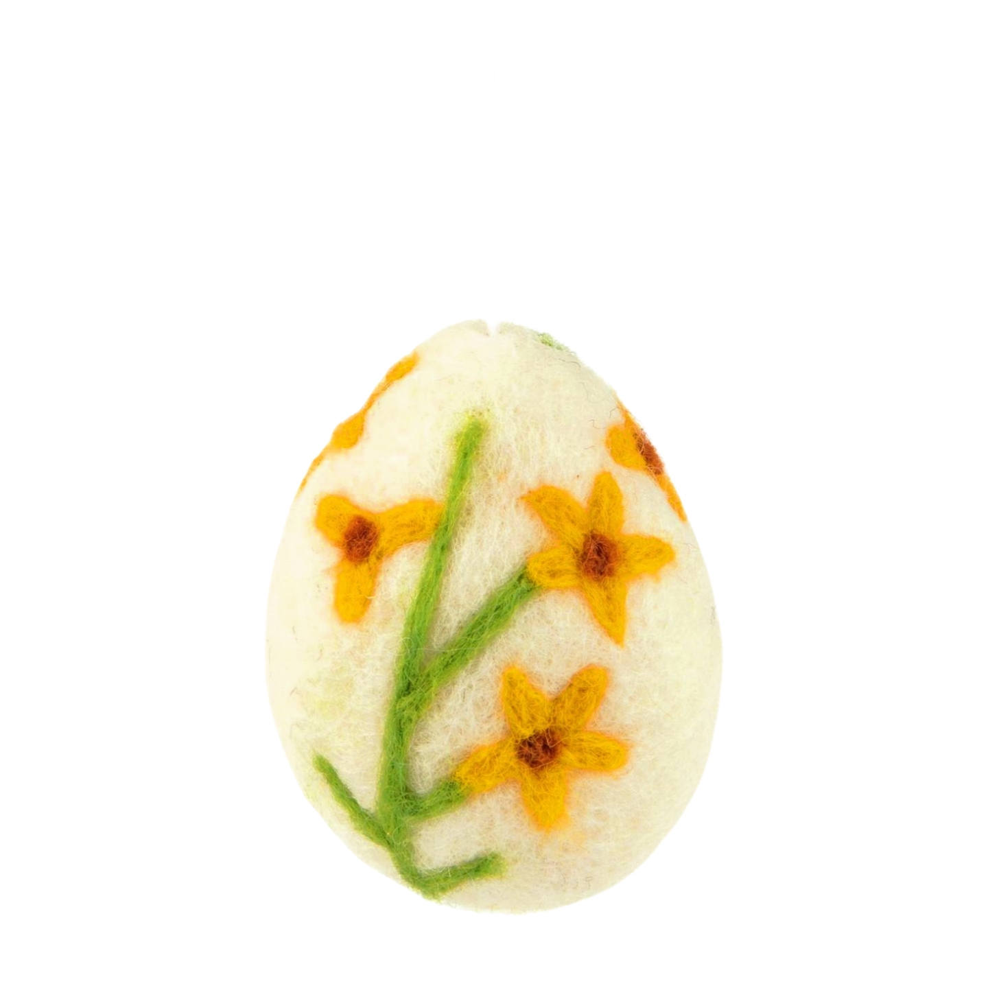 Felt egg ornament, natural with floral pattern, 2.5 in  12       