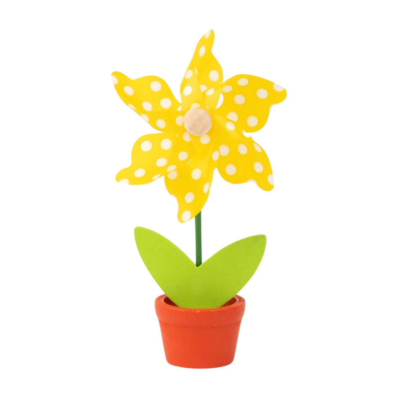 Mini pinwheel in pot, yellow polka dot, 6 in  24       
