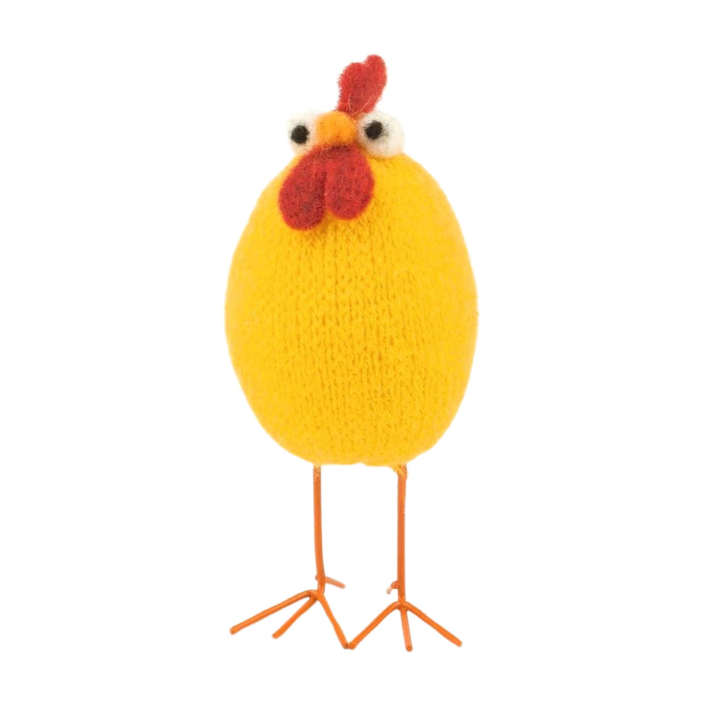 Egg shape rooster table piece, knit fabric with wire feet, 4.3 in  6       