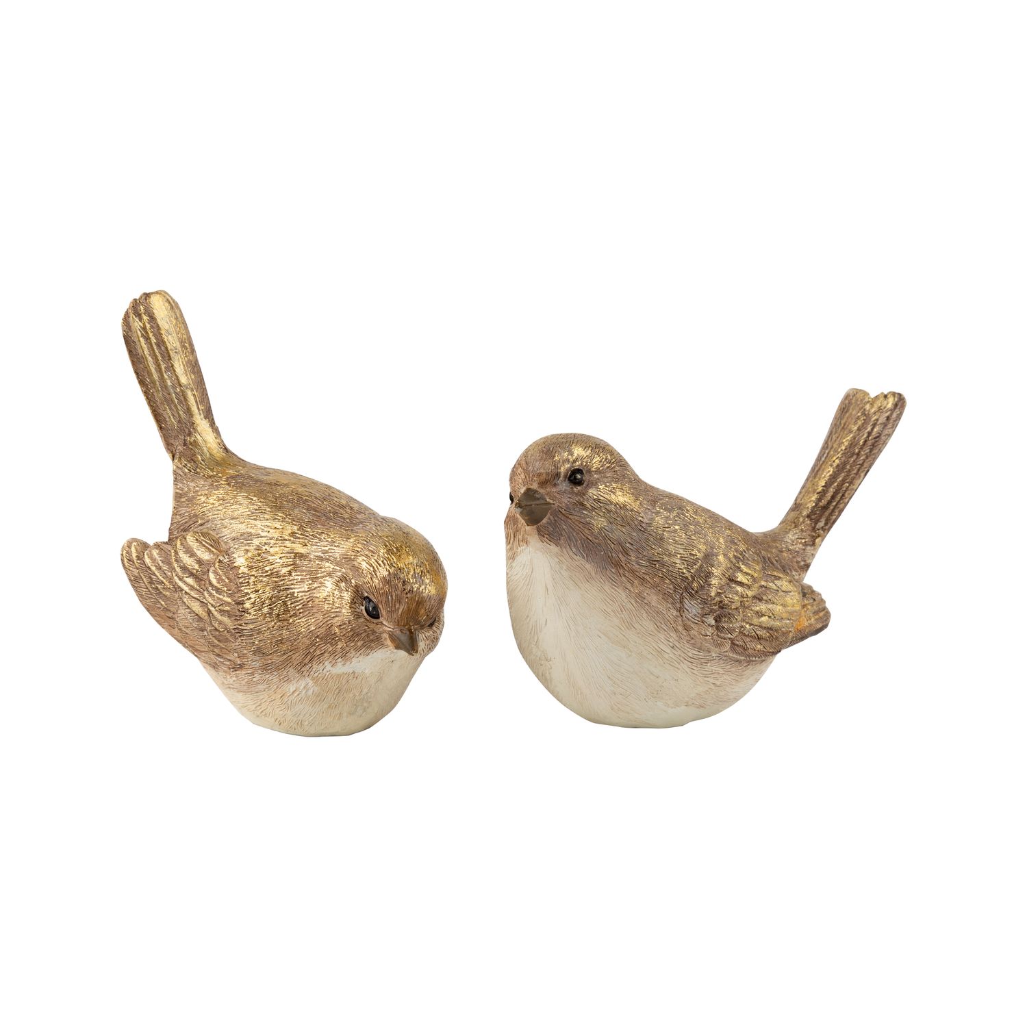 2 Asst'd painted resin bird table pieces, white, beige with gold accents, 4x3 in  8      