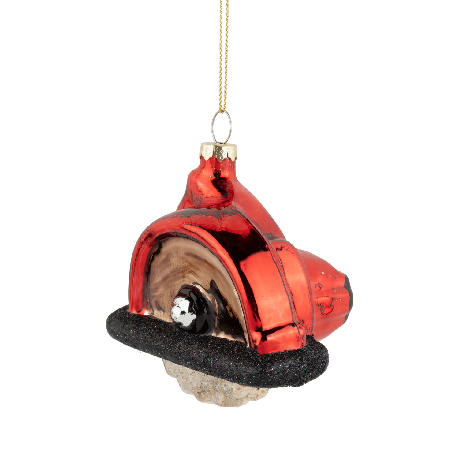 Glass rotary saw ornament, red and black, 3.5 in  6      