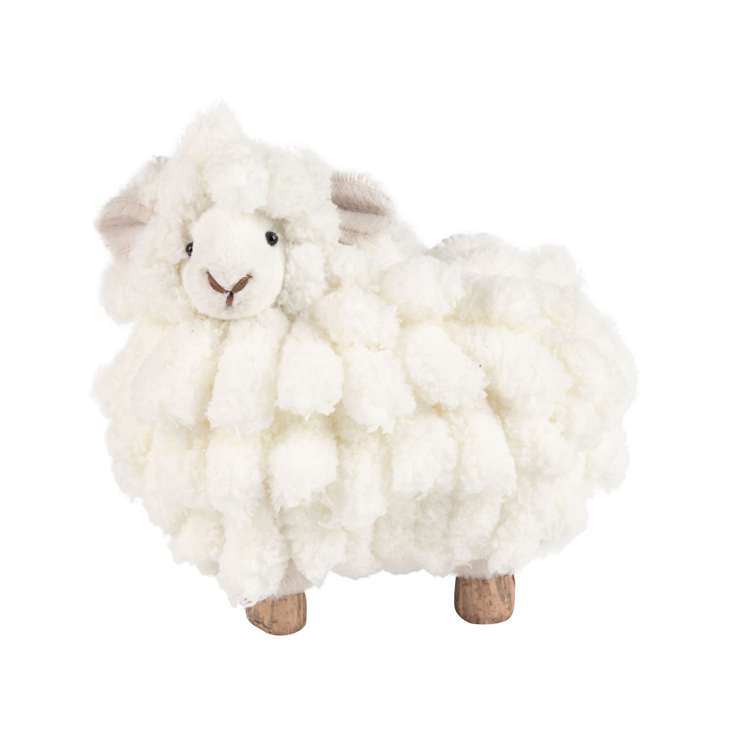 White looped plush covered sheep table piece, 5 in  6      