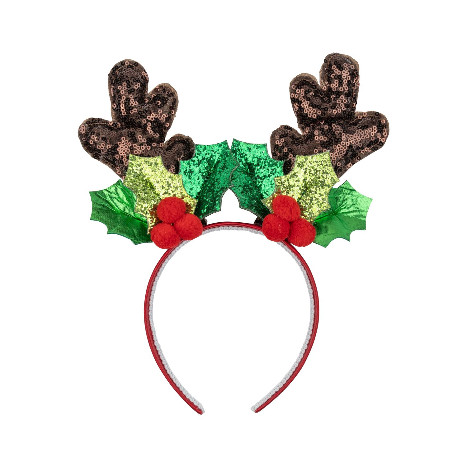 Sequin antler and holly headband, 10 in  6      