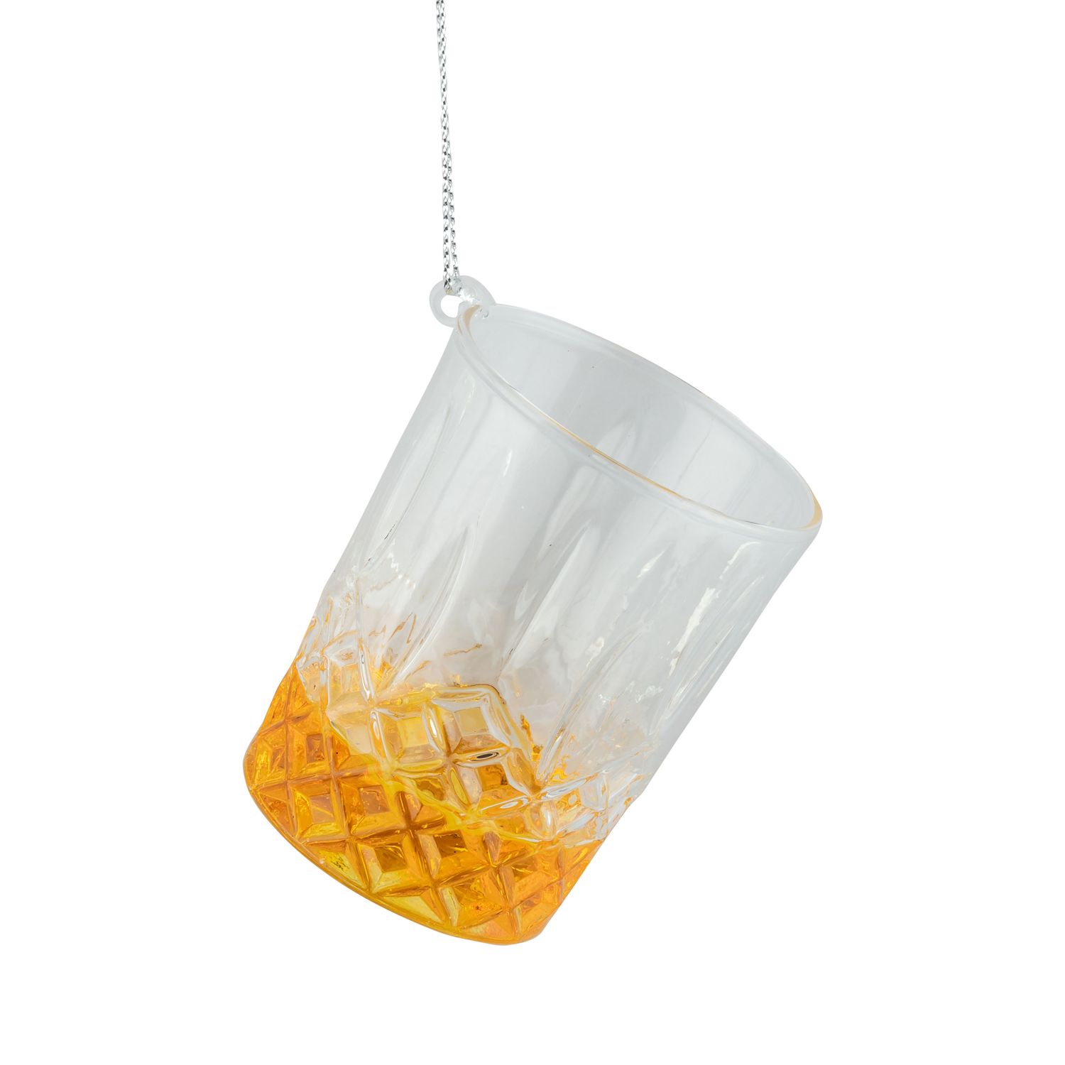 Molded glass classic bourbon neat cocktail ornament, 2.75  6      