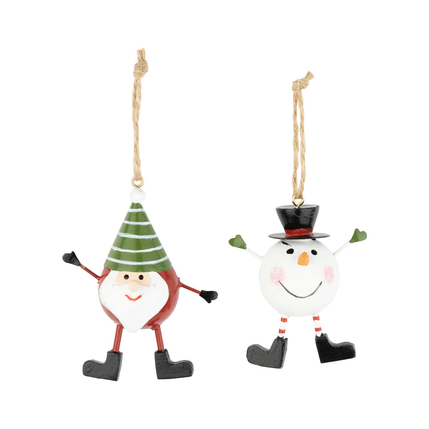 2 Asst&#39;d Santa and snowman ball ornaments, 2.5 in  24      