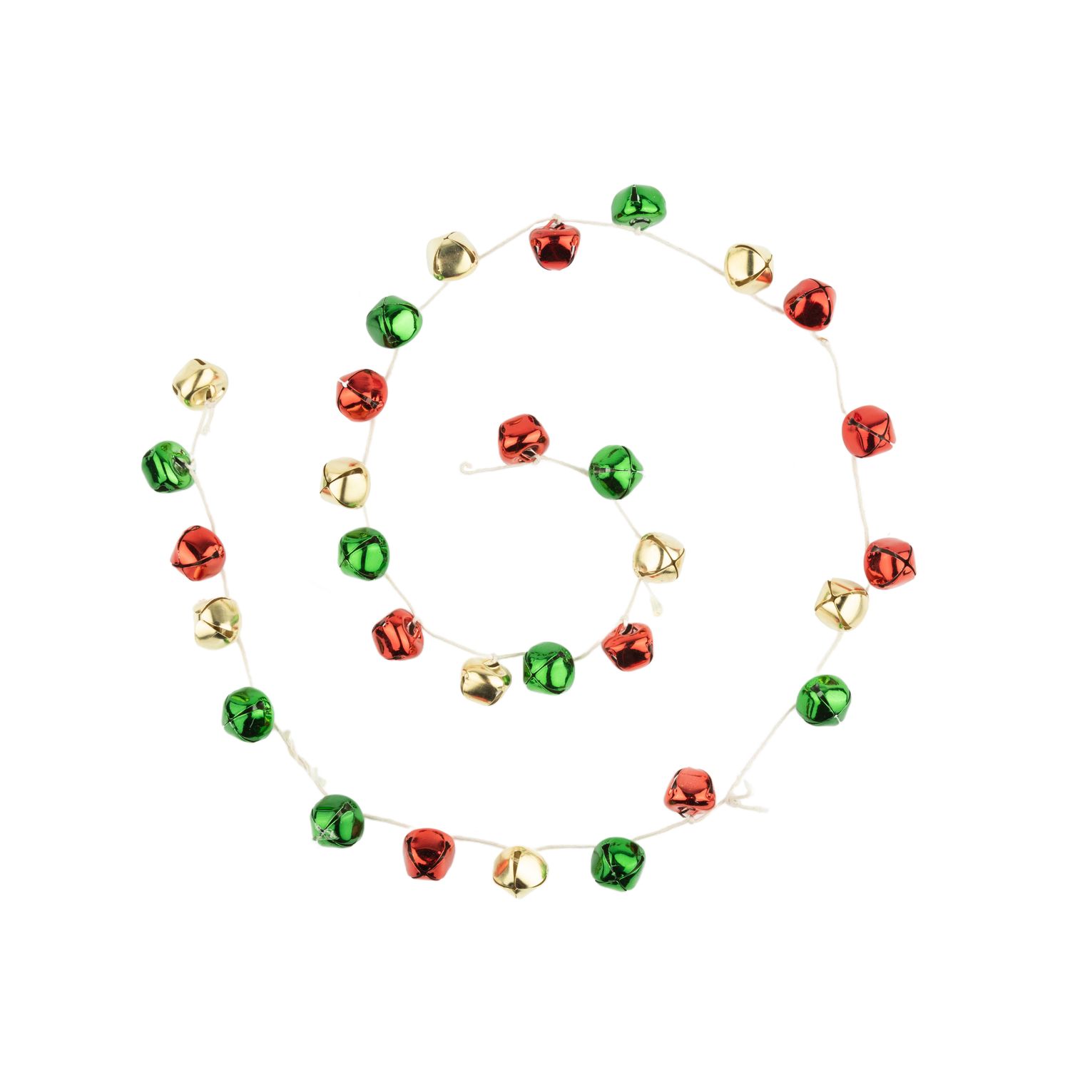 Red, green and gold large jiggle bell garland, 50 in  6      