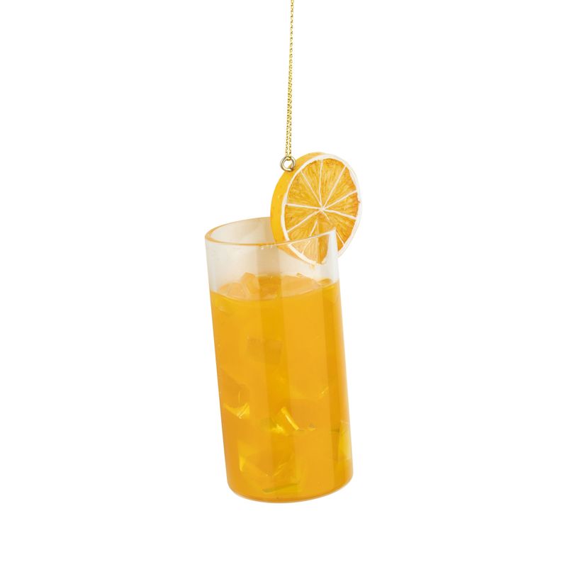 Glass vodka screwdriver ornament with orange slice, 3.75 in  6      