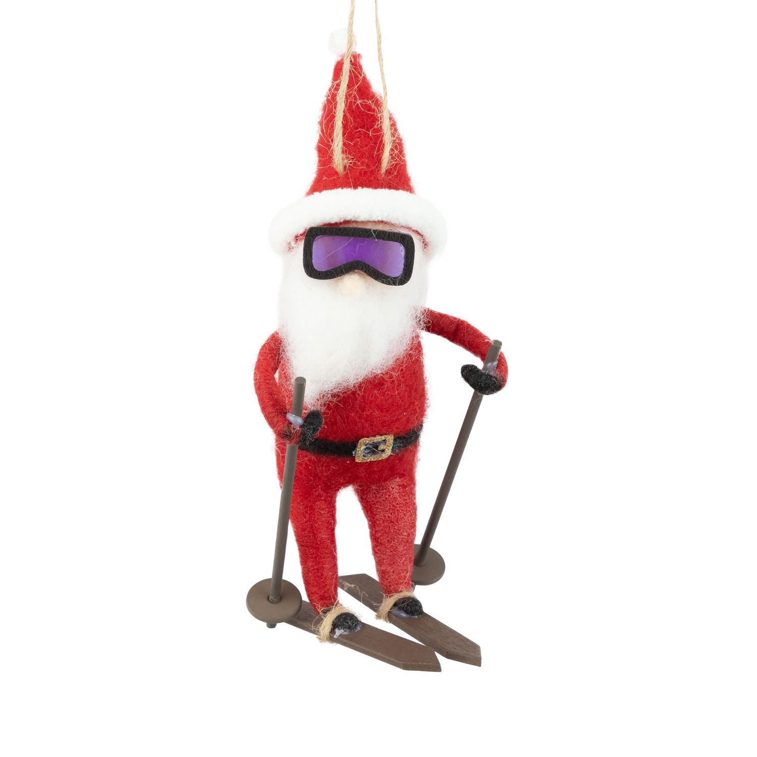 Felt skiing Santa in sunglasses ornament, 5.5 in  6      
