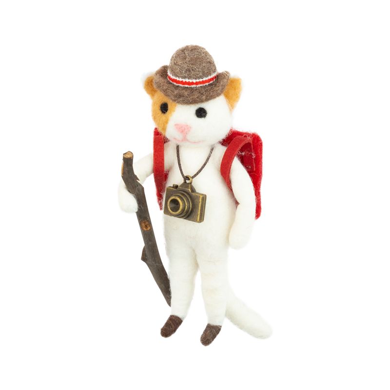 Felt hiking dog ornament with a hat, backpack, and walking stick, 5.3 in  6      