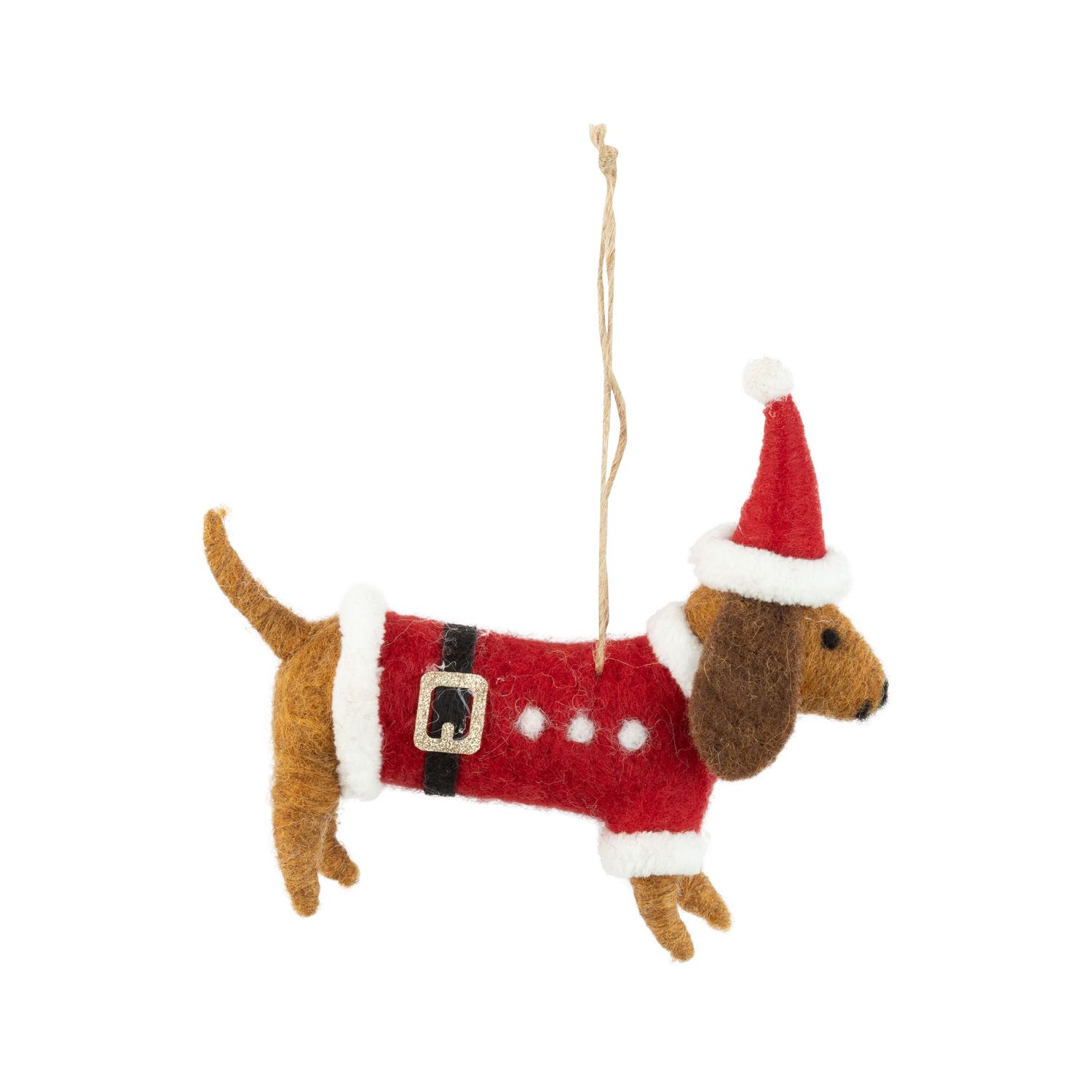 Felt dog ornament in a Santa sweater, 5.1 in  6      