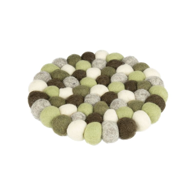 Felt ball trivet white, green and gray, 7.5 in  6      
