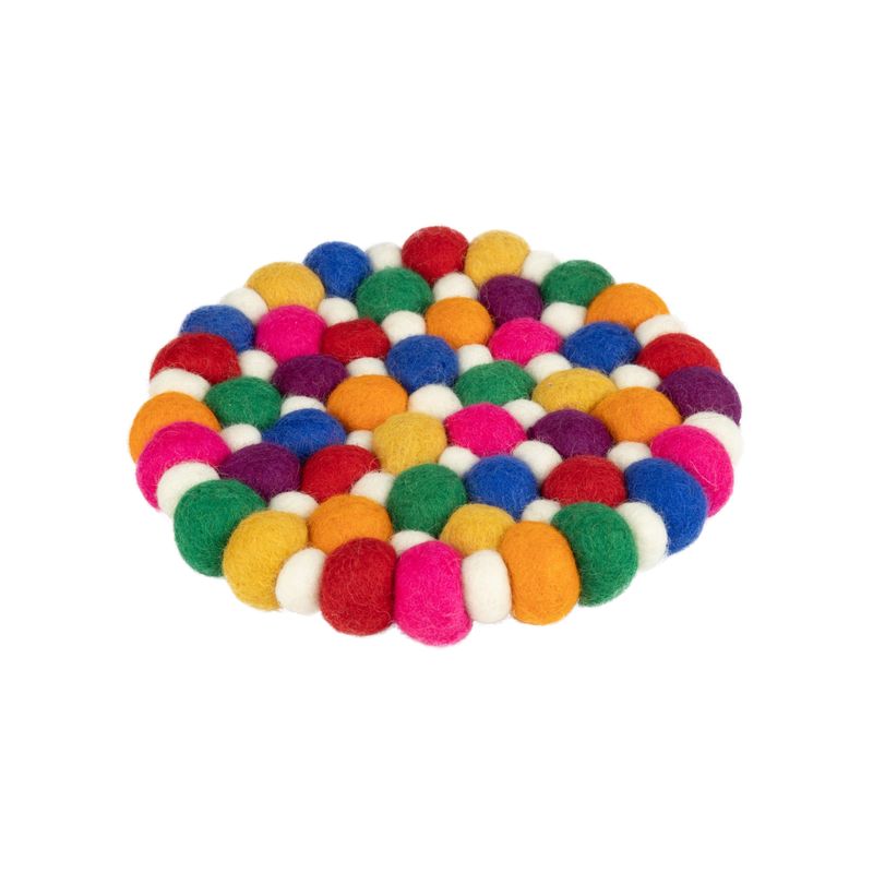 Felt ball trivet multicolored, 7.5 in 12 Felt ball trivet multicolored, 7.5 in 12