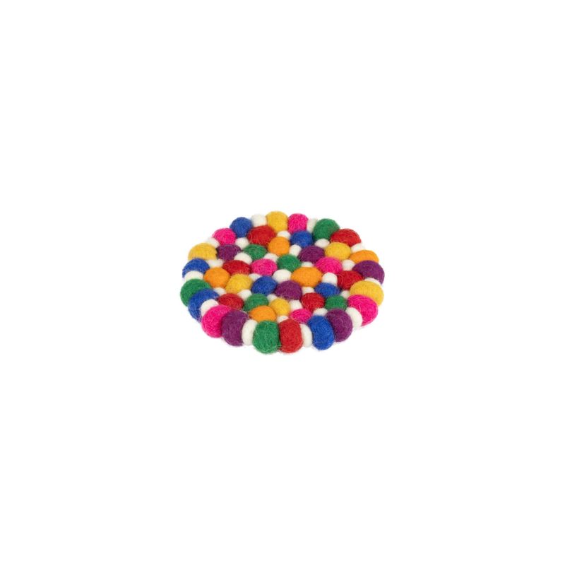 Felt ball trivet multicolored, 4 in  6      