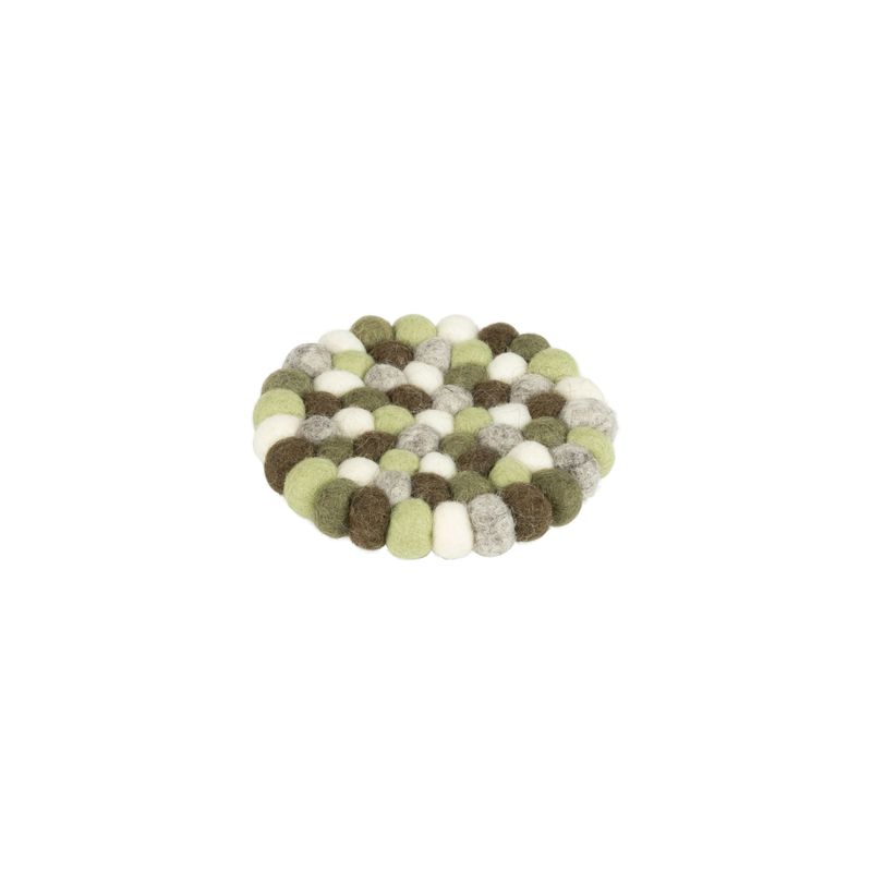 Felt ball trivet white, green and gray, 4 in  12      