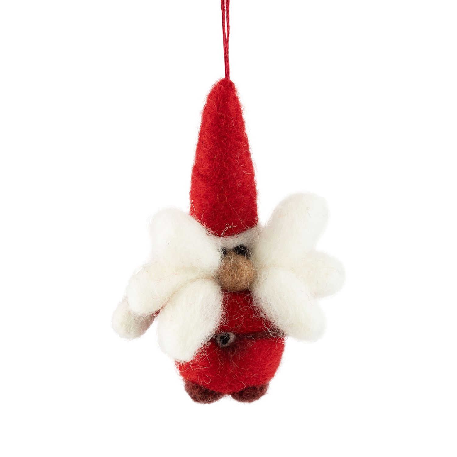 Felt gnome Santa ornament with wild beard, 4 in  6      