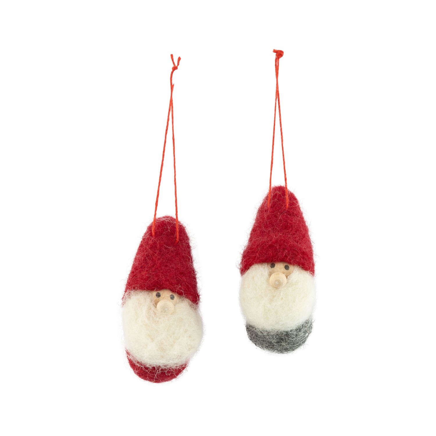 2 Asst&#39;d mini felt gnomes ornaments, red and grey, 2.75 in  24      