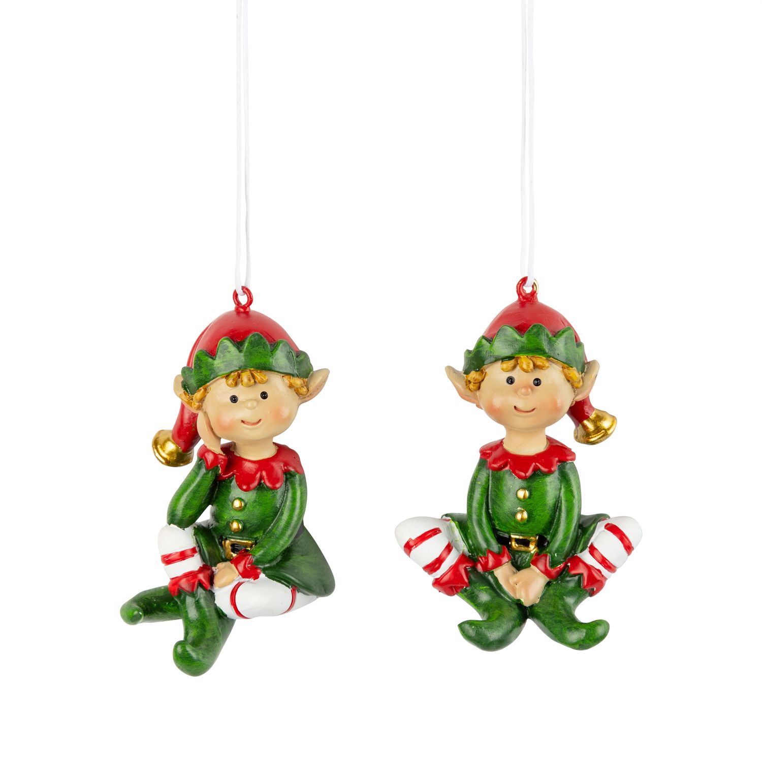 2 Asst&#39;d painted resin Christmas elf table ornaments, 2.5 in  12      