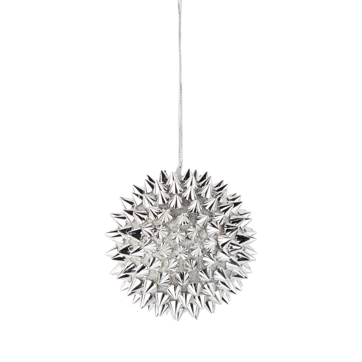 Silver spiked ball ornament, 3 in  12      