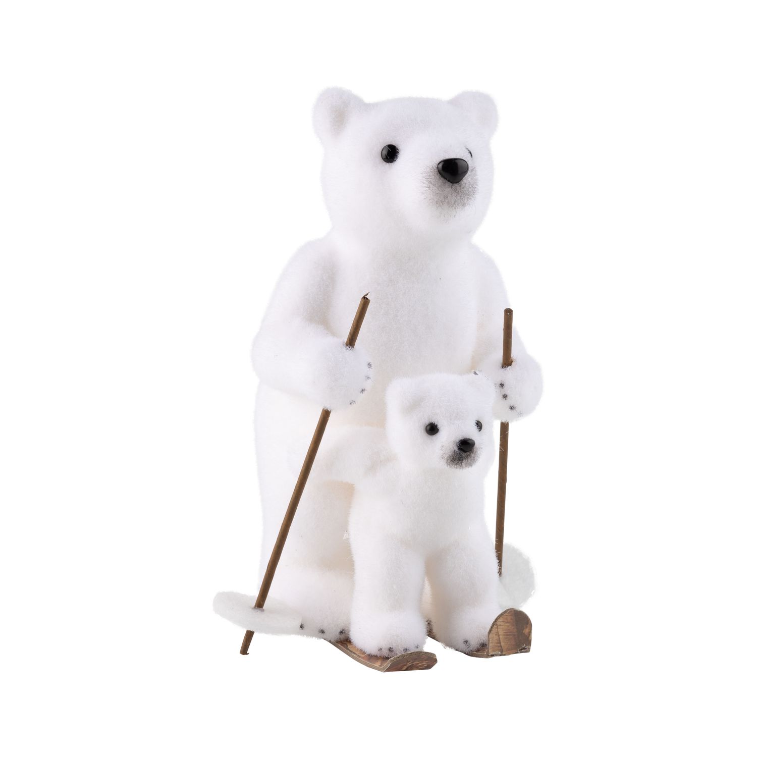 White flock parent and cub bear on skis, 10.5 in  4      