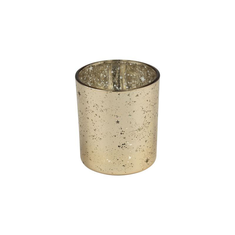 Shiny glass gold glass holder table piece with night sky pattern, 3 in  6