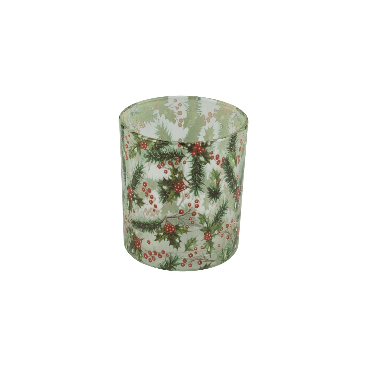 Glass holder table piece, clear with branches and berries, 3 in  12