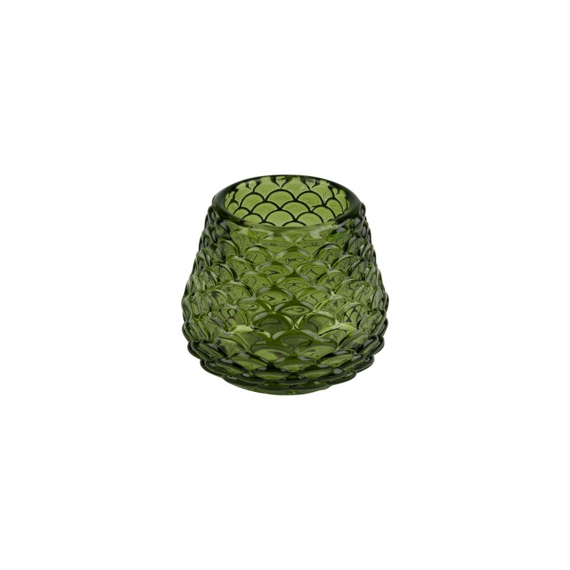Green glass pine cone shape holder table piece, 2.5 in  12