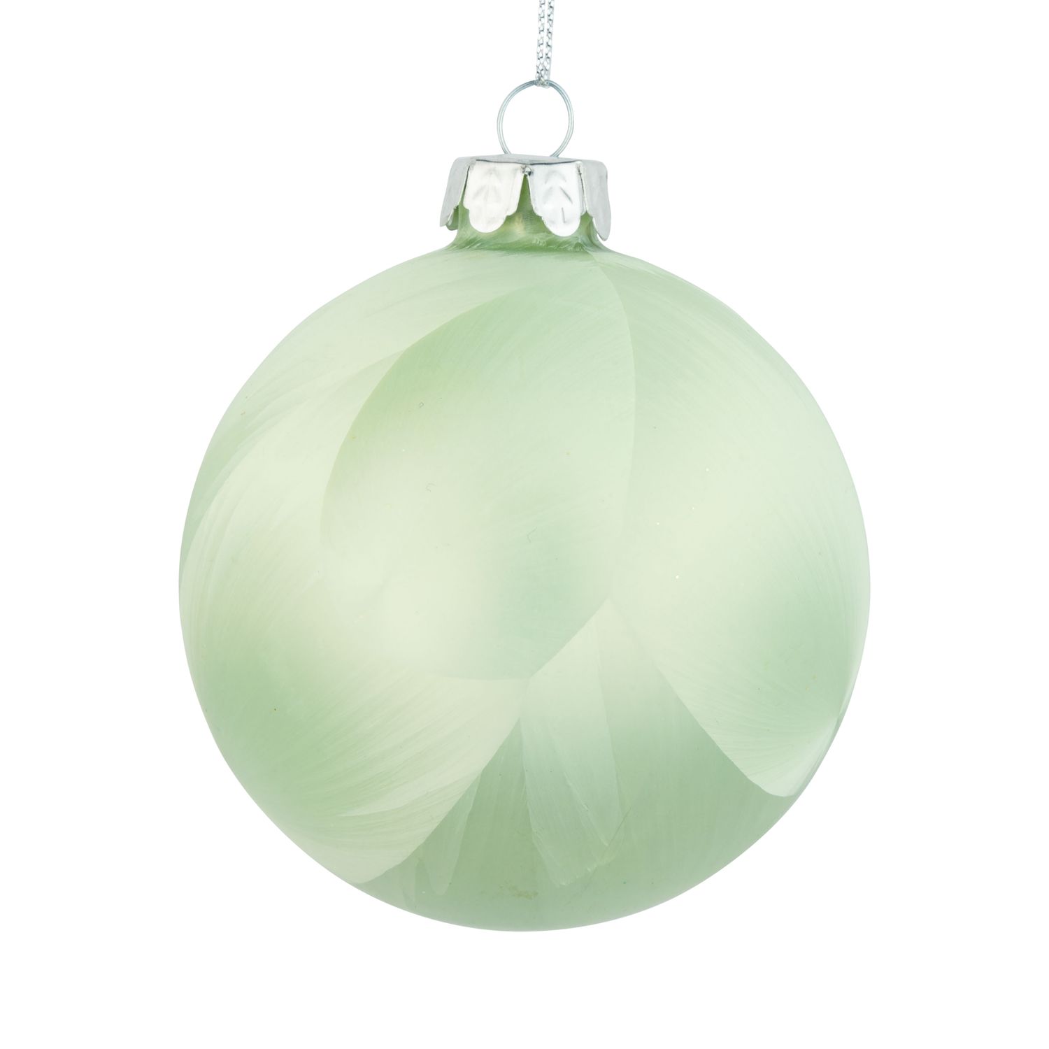 Glass ball ornament, frosted light green, 80mm/3 in  12      