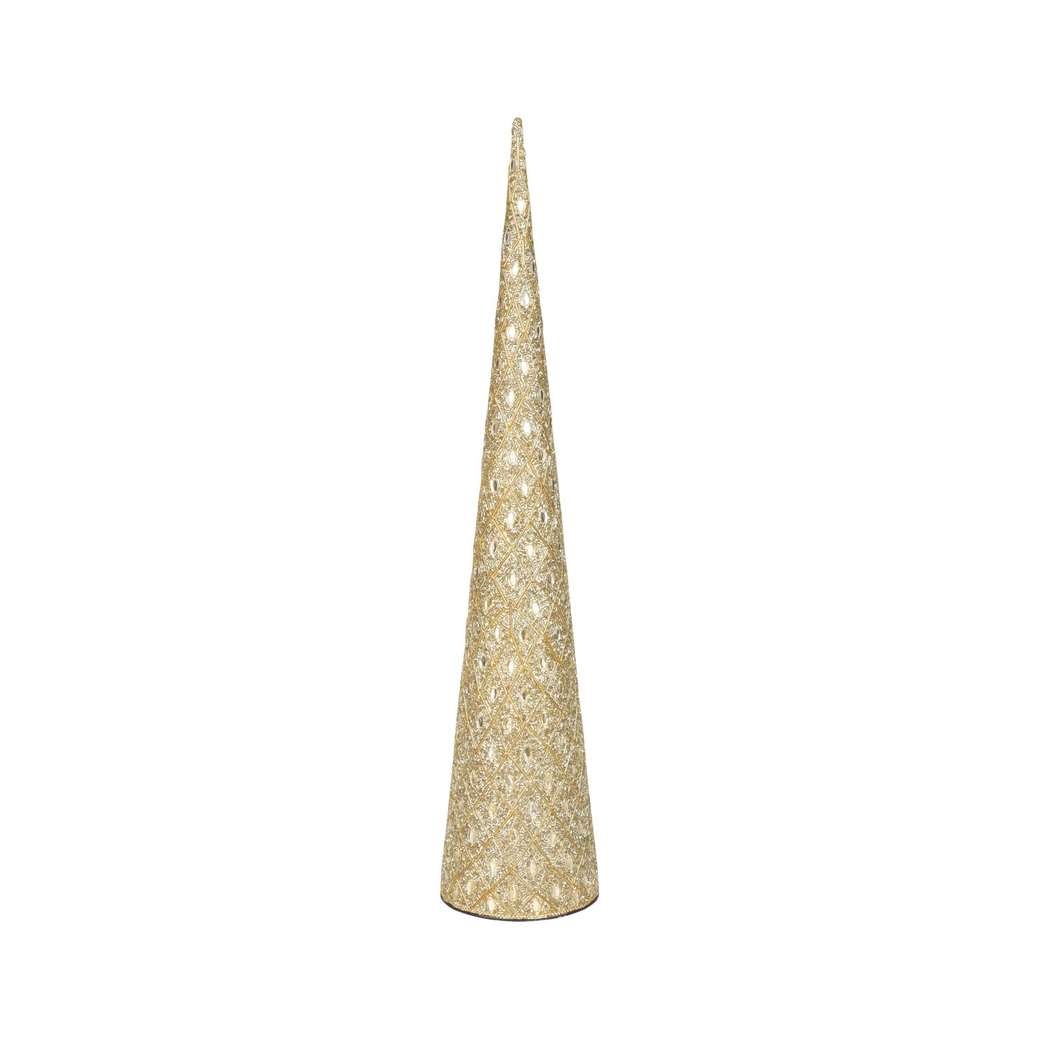 Harlequin pattern gold bead on metal cone tree, 24 in  2      