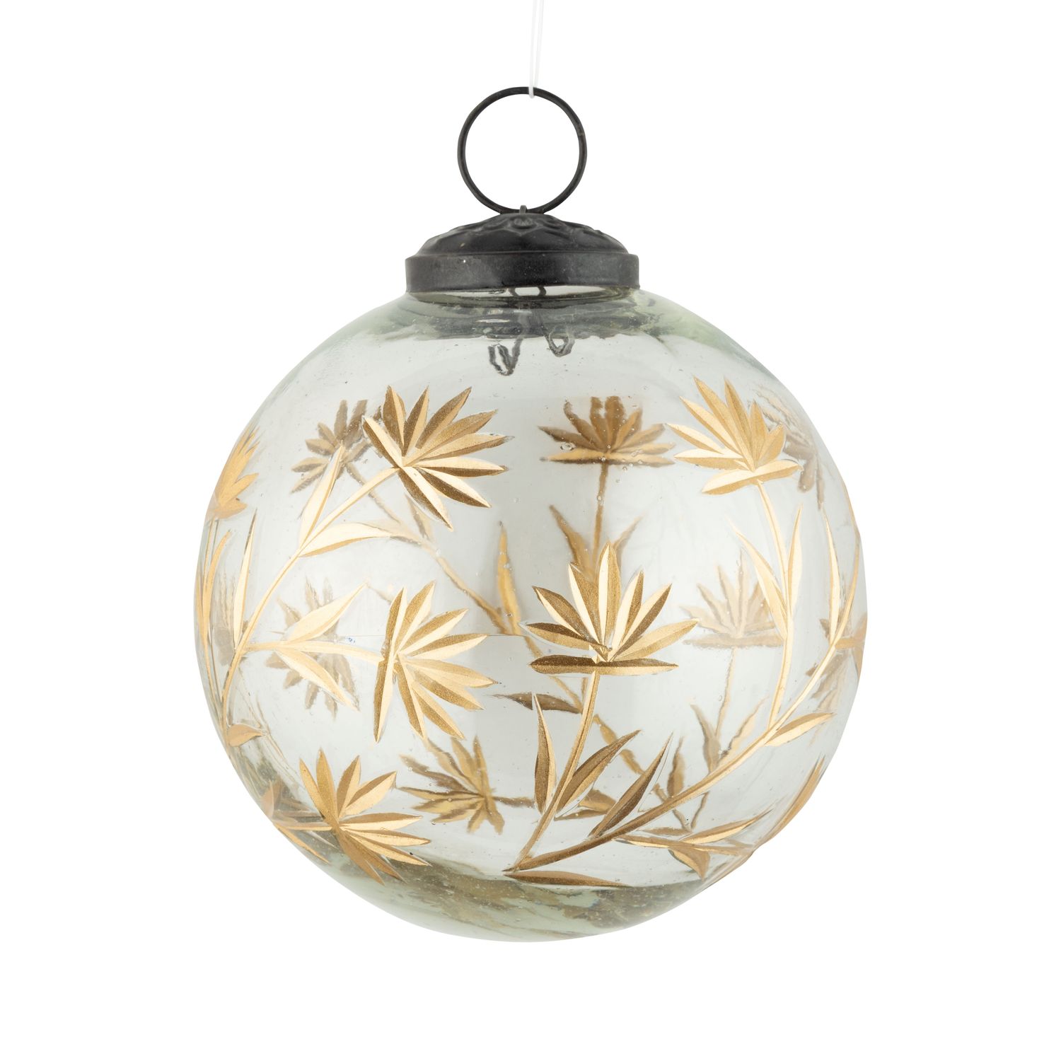 Clear glass ball with gold etched papyrus pattern, 100 mm/4 in  6      