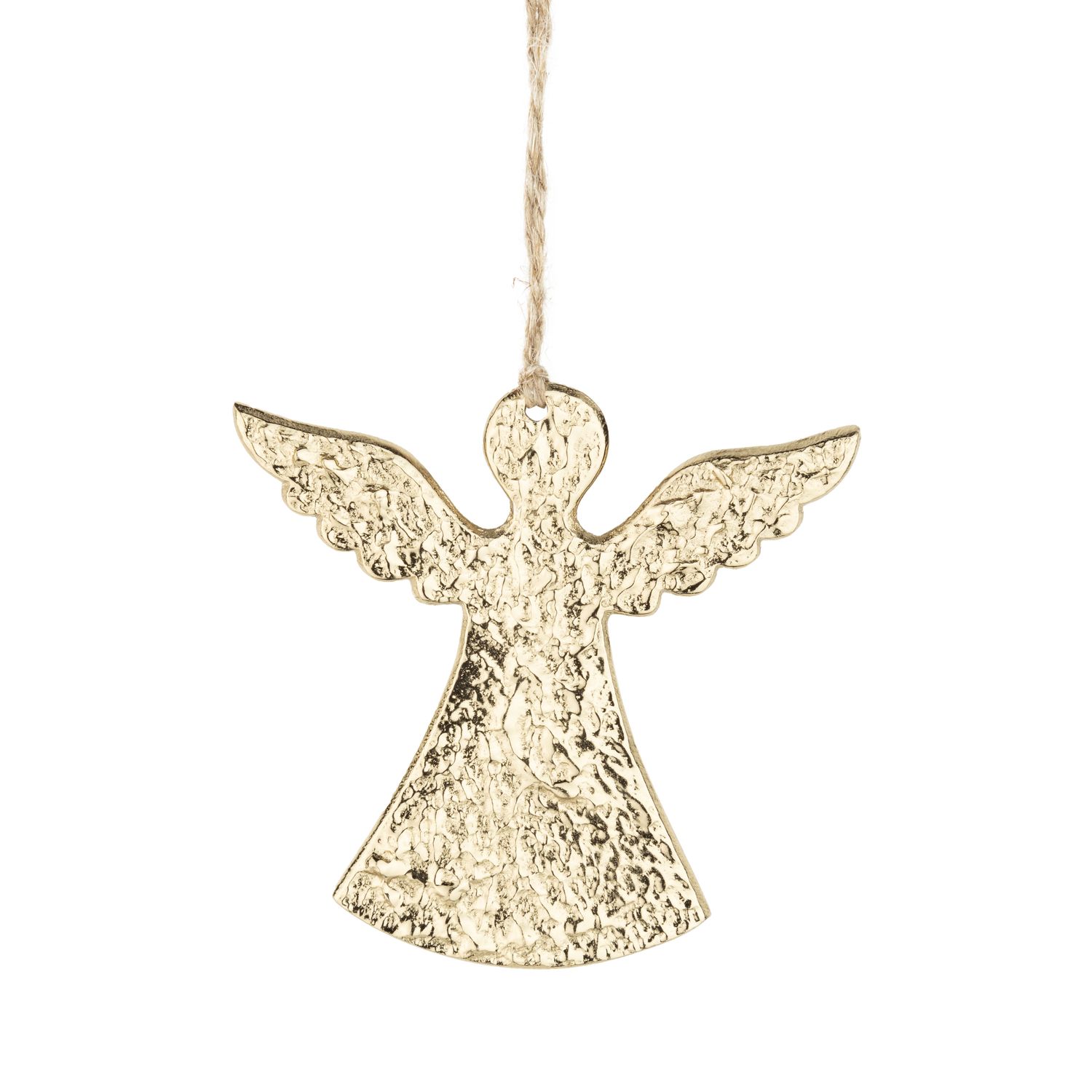 Cast metal angel silhouette ornament, gold, 4 in  12      