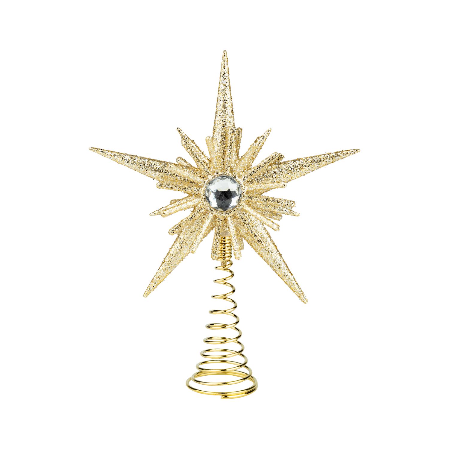 Mini gold acrylic star tree topper with center gem, 6 in  12      