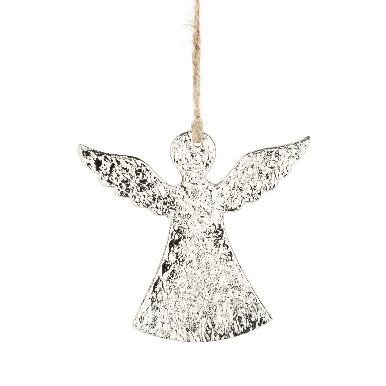 Cast metal angel silhouette ornament, silver, 4 in  12      