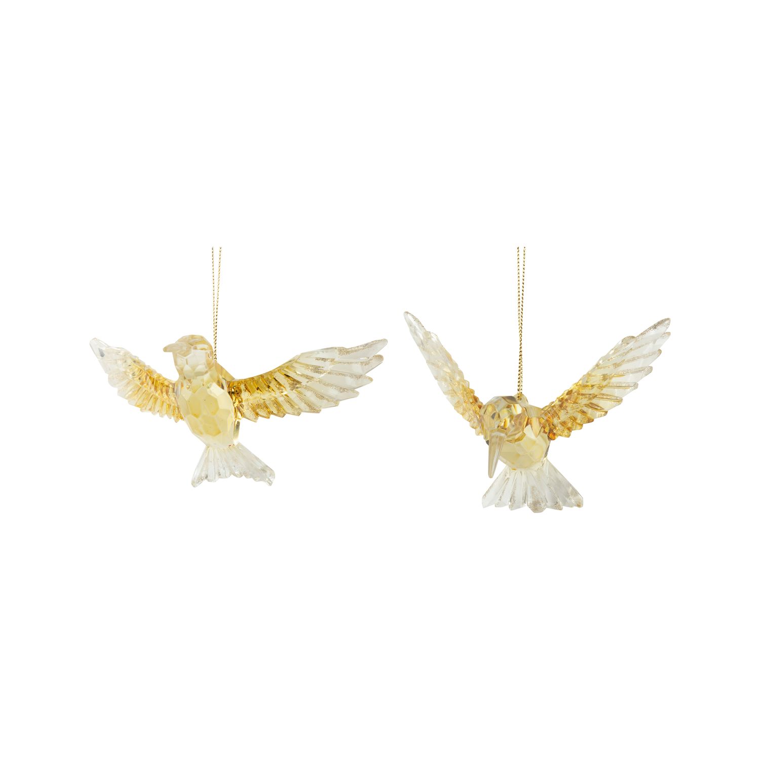 2 Asst&#39;d gold and clear acrylic hummingbirds, 3.25 in  24      