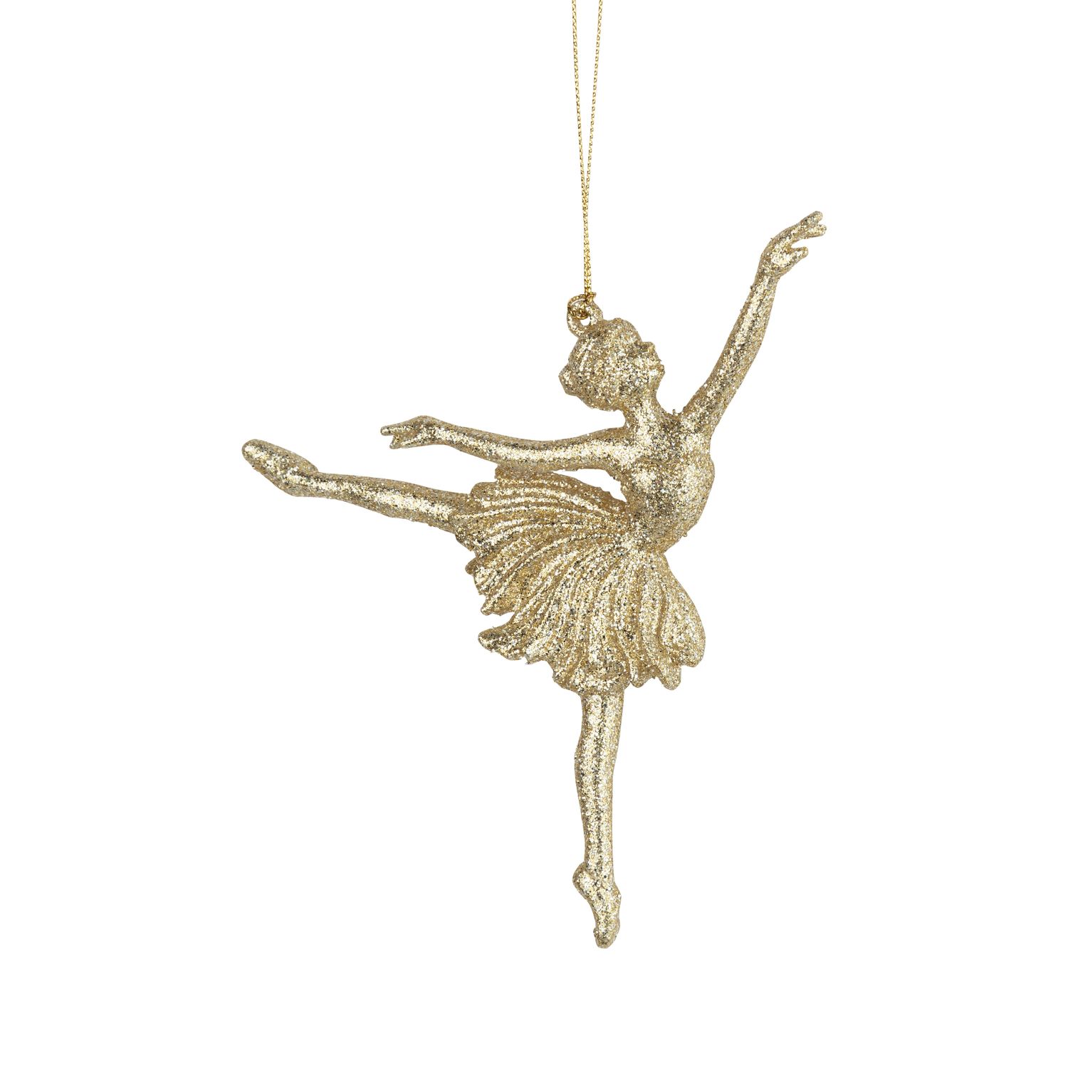Gold glittered acrylic ballerina ornament, 5 in  12      
