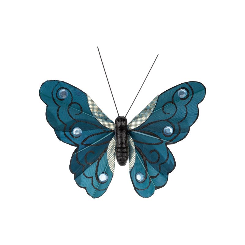 Teal blue clip on butterfly ornament, 4 in  24      