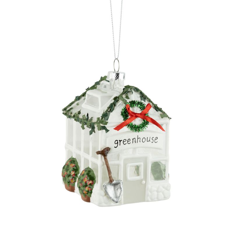 White glass greenhouse ornament, 4 in  6      