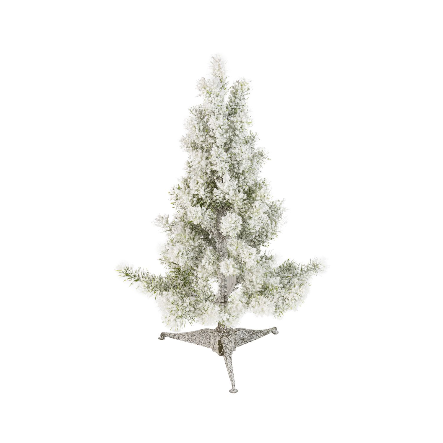 Faux snow covered tabletop tree, green and white plastic, 18 in  6      