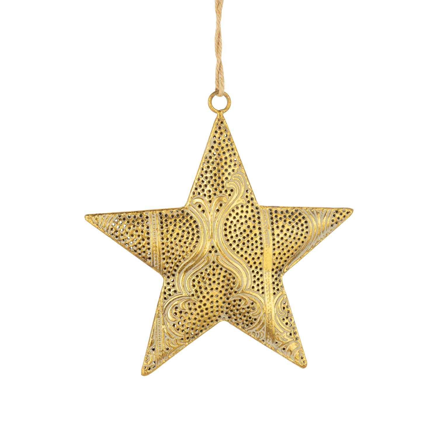 Antique gold filigree metal star ornament, 7.5 in  6      