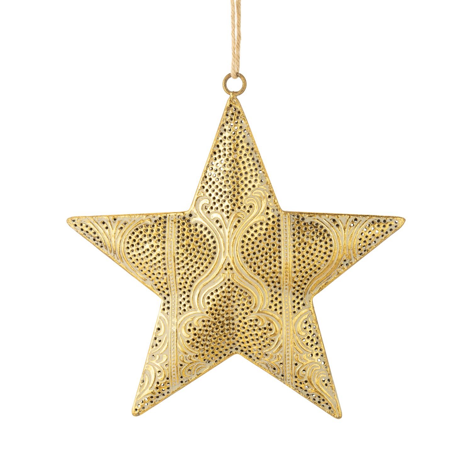 Antique gold filigree metal star ornament, 9 in  6      