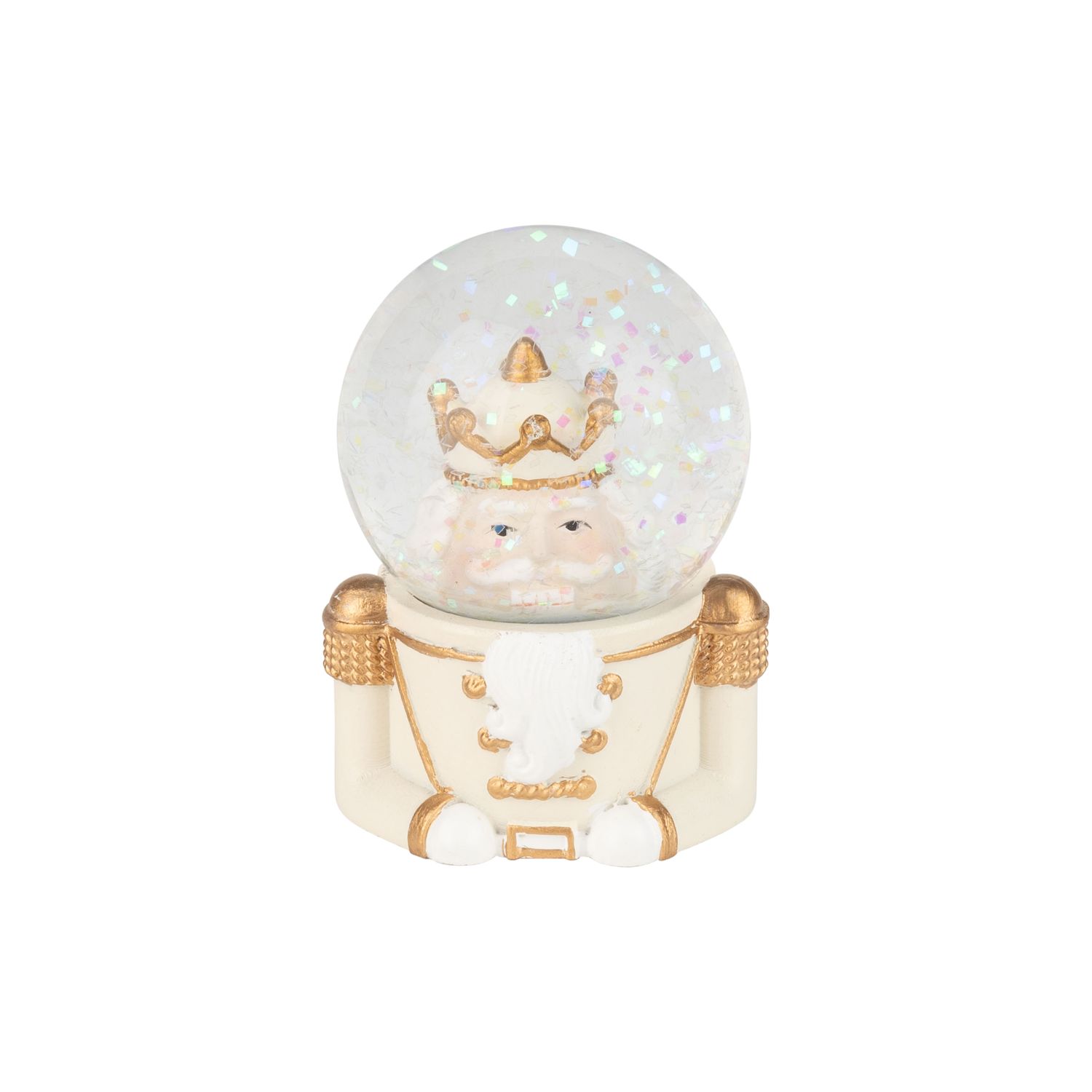 Painted resin nutcracker snow globe, white, cream and gold, 45mm/2.5 in  12      