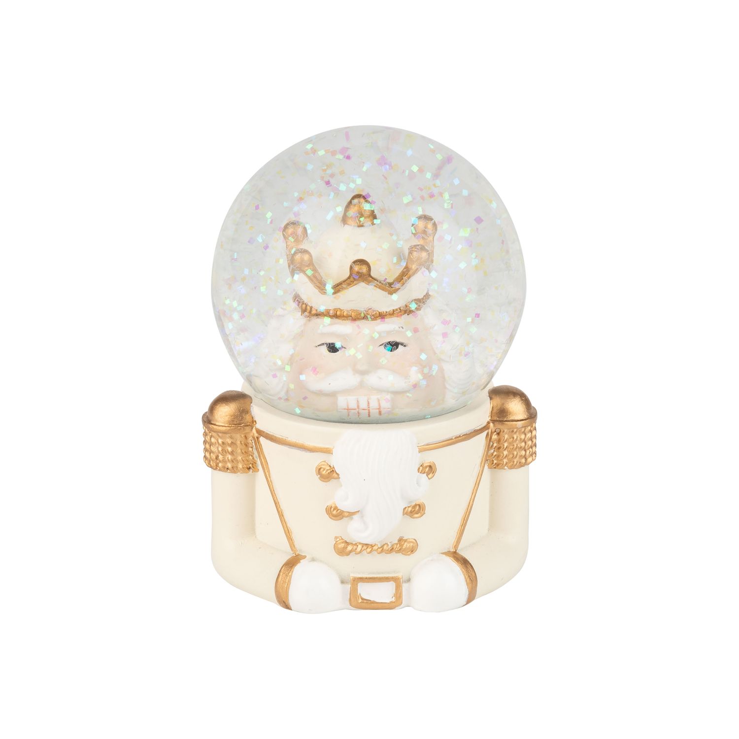 Painted resin nutcracker snow globe, white, cream and gold, 65mm/3.5 in  8      